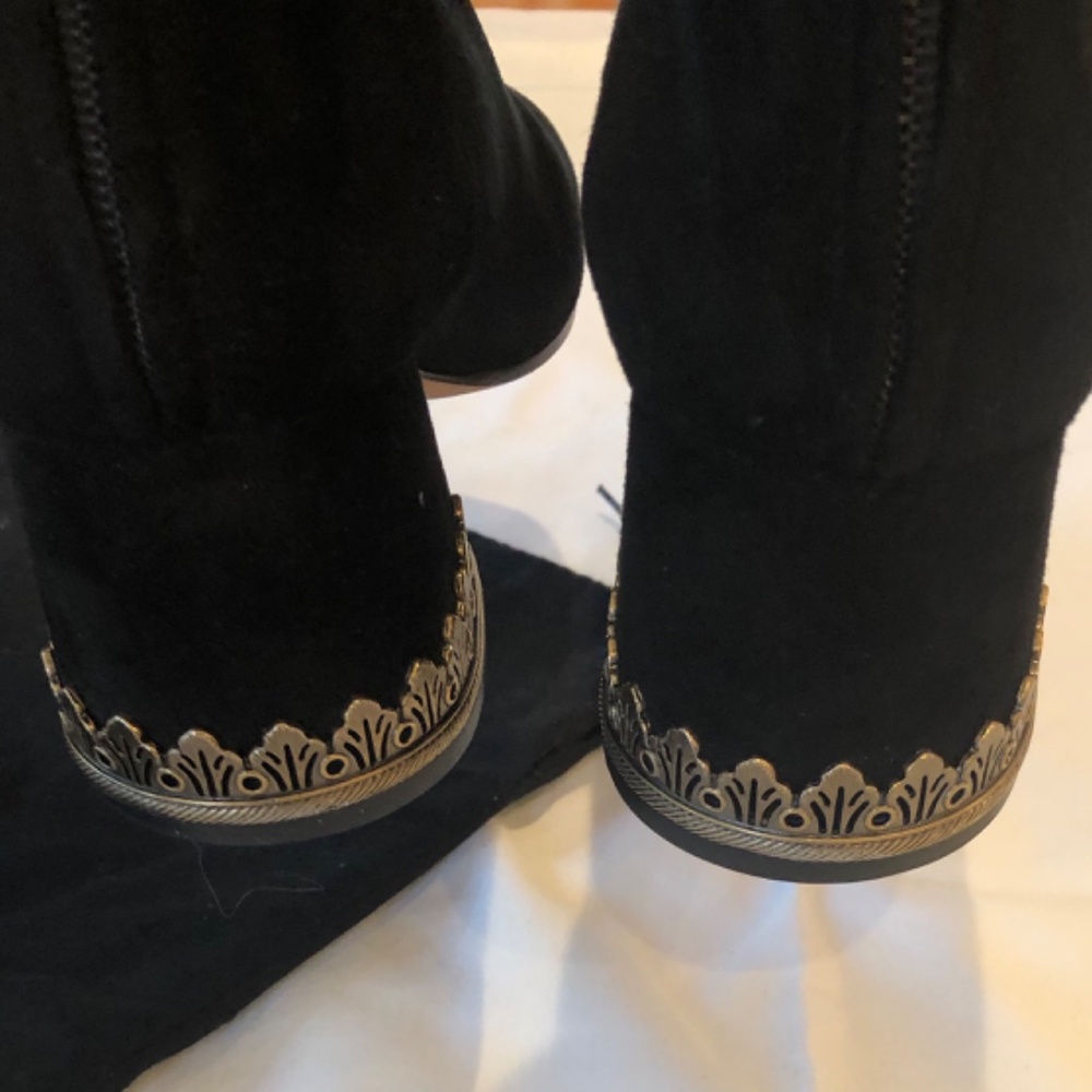 Chanel 10B Black Suede and Tan and kit leather ove the knee boots - Picture 4 of 8